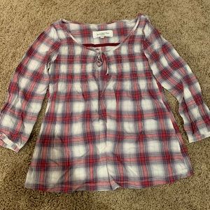 Abercrombie & Fitch Red and White Checkered Blouse